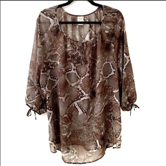 Faded Glory Tops - Faded Glory Sheer Snakeskin Blouse